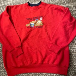 Vintage Embroidered Red Graphic Grandma-core Sweatshirt